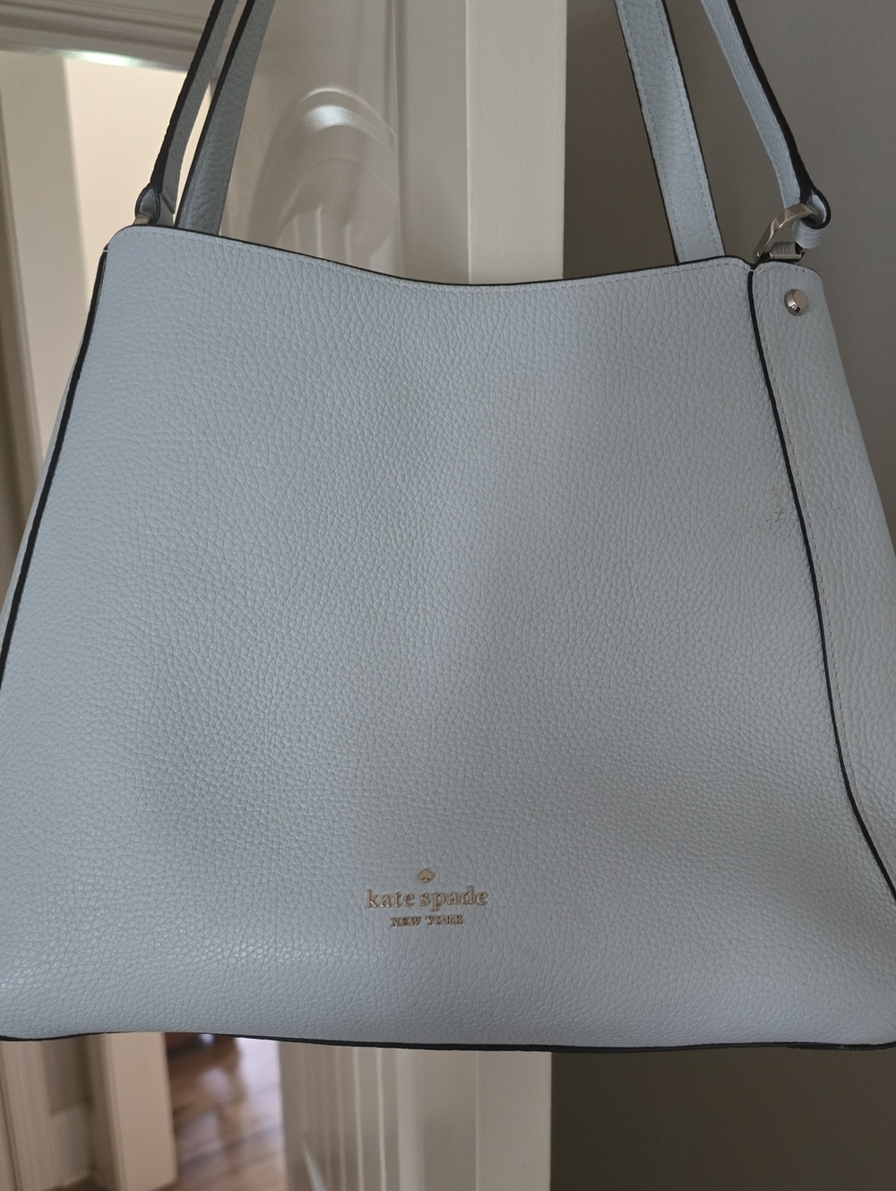 kate spade Light Blue Pebbled Leather Shoulder Tote